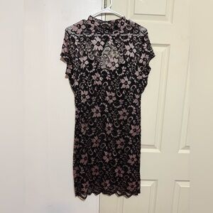 No Boundaries Black and Pink Floral Lace Dress
